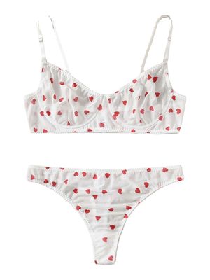Cute Lingerie Cosplay Underwear Motorcycle Costume Heart Printed Sexy Bra And Thong Bike Set