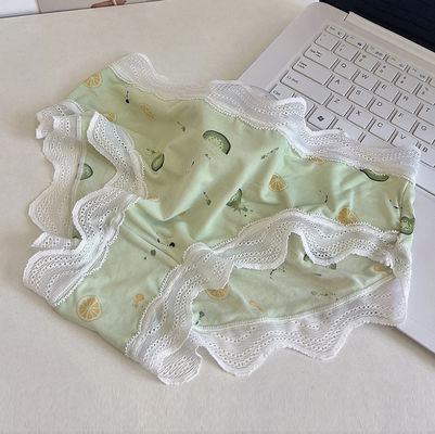 Silk Womens Underwears Teens Cute Fruits Print Elastic Ice Lace Panties Breathable Young Ladies